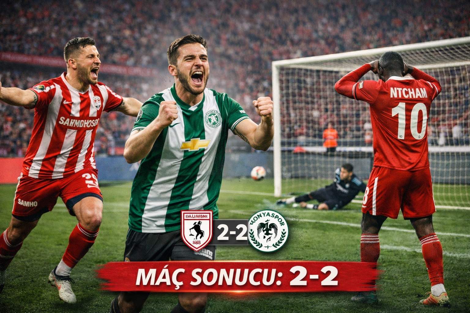 Samsunspor-Konyaspor Maçında Nefes Kesen Düello: 2-2