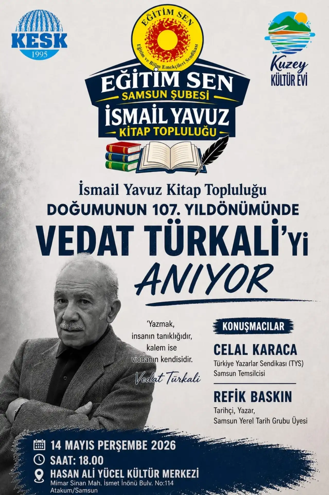 Samsun’da Vedat Türkali’nin 107. Doğum Gününde Anlamlı Anma 