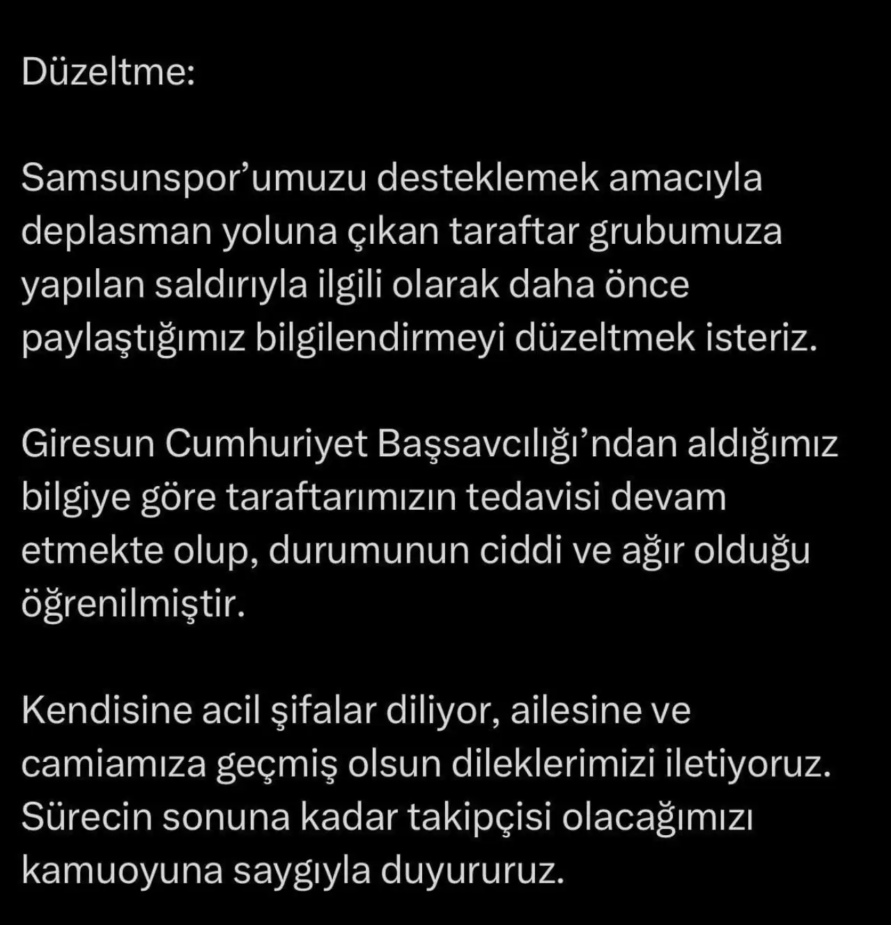 Samsunspor'dan açıklama geldi